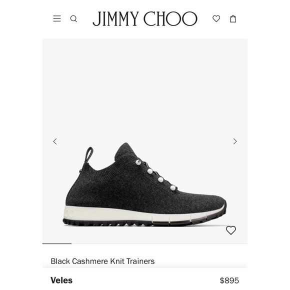 NBW Jimmy Choo Veles Black Cashmere Knit Trainers Pearl Detail Lace Up Sneakers - Picture 1 of 13